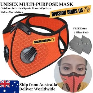 1 Set Washable Face Mask Orange Dual Valves Mesh